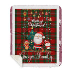 Personalized Gift Tartan Plaid Blanket Clan Gregor With Funny Santa Snowman Reindeer Merry Christmas Gift Sherpa Blanket, blue plaid sherpa blanket,blue tartan sherpa blanket,Buchan,buffalo plaid sherpa blanket,christmas sherpa blanket,Christmas Throw Blanket