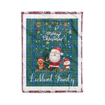 Personalized Gift Tartan Plaid Blanket Clan Lockhart Ancient With Funny Santa Snowman Reindeer Merry Christmas Fleece Blanket, Home Living Room, Plaid Blanket, Tartan Blanket, Scottish Blanket, Buffalo fleece blanket, Christmas Blanket