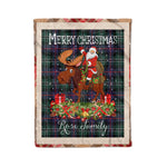 Personalized Gift Plaid Tartan Blanket Clan Rose Hunting Modern With Moose Lover Xmas Gift Santa Riding Christmas Fleece Blanket