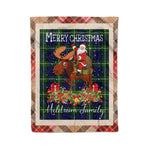 Personalized Gift Plaid Tartan Blanket Clan Meldrum Forbes With Moose Lover Xmas Gift Santa Riding Christmas Fleece Blanket