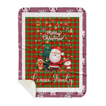 Personalized Gift Tartan Plaid Blanket Clan Lennox With Funny Santa Snowman Reindeer Merry Christmas Gift Sherpa Blanket, blue plaid sherpa blanket,blue tartan sherpa blanket,Buchan,buffalo plaid sherpa blanket,christmas sherpa blanket,Christmas Throw Blanket