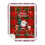 Personalized Gift Tartan Plaid Blanket Clan MacQuarrie With Funny Santa Snowman Reindeer Merry Christmas Gift Sherpa Blanket, blue plaid sherpa blanket,blue tartan sherpa blanket,Buchan,buffalo plaid sherpa blanket,christmas sherpa blanket,Christmas Throw Blanket