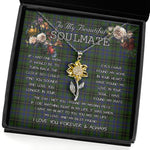 To My Beautiful Soulmate Sunflower Necklace In Your Eyes I Have Found My Home Clan MacInnes Tartan Jewelry For Girlfriend, Tartan Sunflower Pendant Necklace, Scottish Tartan Jewelry, valentine necklace, necklace girlfriend, necklace for wife, cute necklaces for girlfriend, jewelry for girlfriend, to my soulmate necklace, to my future wife necklace
