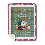 Personalized Gift Tartan Plaid Blanket Clan Kelly With Funny Santa Snowman Reindeer Merry Christmas Gift Sherpa Blanket, blue plaid sherpa blanket,blue tartan sherpa blanket,Buchan,buffalo plaid sherpa blanket,christmas sherpa blanket,Christmas Throw Blanket
