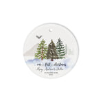 Scotstee Shop - Custom Name Pine Trees Christmas as a Family of Three Ceramic Ornament
