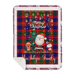Personalized Gift Tartan Plaid Blanket Clan MacIntyre With Funny Santa Snowman Reindeer Merry Christmas Gift Sherpa Blanket, blue plaid sherpa blanket,blue tartan sherpa blanket,Buchan,buffalo plaid sherpa blanket,christmas sherpa blanket,Christmas Throw Blanket