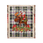 Personalized Gift Plaid Tartan Blanket Clan MacPherson Dress Ancient With Moose Lover Xmas Gift Santa Riding Christmas Fleece Blanket