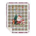 Personalized Gift Tartan Plaid Blanket Clan Grant of Auchnarrow With Funny Santa Snowman Reindeer Merry Christmas Gift Sherpa Blanket, blue plaid sherpa blanket,blue tartan sherpa blanket,Buchan,buffalo plaid sherpa blanket,christmas sherpa blanket,Christmas Throw Blanket