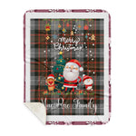 Personalized Gift Tartan Plaid Blanket Clan MacRae Hunting Weathered With Funny Santa Snowman Reindeer Merry Christmas Gift Sherpa Blanket, blue plaid sherpa blanket,blue tartan sherpa blanket,Buchan,buffalo plaid sherpa blanket,christmas sherpa blanket,Christmas Throw Blanket