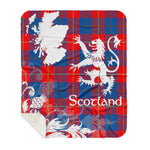 Scotstee Shop - Tartan Blanket Thistle and Lion Scottish Clan Galloway Plaid Blanket - Sherpa Blanket
