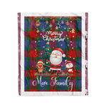 Personalized Gift Tartan Plaid Blanket Clan Mar With Funny Santa Snowman Reindeer Merry Christmas Fleece Blanket, Home Living Room, Plaid Blanket, Tartan Blanket, Scottish Blanket, Buffalo fleece blanket, Christmas Blanket