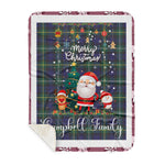 Personalized Gift Tartan Plaid Blanket Clan Campbell Argyll Modern With Funny Santa Snowman Reindeer Merry Christmas Gift Sherpa Blanket, blue plaid sherpa blanket,blue tartan sherpa blanket,Buchan,buffalo plaid sherpa blanket,christmas sherpa blanket,Christmas Throw Blanket