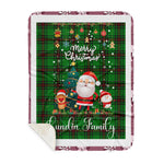 Personalized Gift Tartan Plaid Blanket Clan Lundin With Funny Santa Snowman Reindeer Merry Christmas Gift Sherpa Blanket, blue plaid sherpa blanket,blue tartan sherpa blanket,Buchan,buffalo plaid sherpa blanket,christmas sherpa blanket,Christmas Throw Blanket