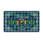 Doormat - Welcome Mat Scottish Clan Campbell Of Cawdor Ancient Tartan Door Mat, Plaid Doormat With Thistle and Two Lion Scottish