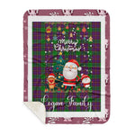Personalized Gift Tartan Plaid Blanket Clan Logan With Funny Santa Snowman Reindeer Merry Christmas Gift Sherpa Blanket, blue plaid sherpa blanket,blue tartan sherpa blanket,Buchan,buffalo plaid sherpa blanket,christmas sherpa blanket,Christmas Throw Blanket