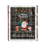 Personalized Gift Tartan Plaid Blanket Clan BlackWatch Weathered With Funny Santa Snowman Reindeer Merry Christmas Fleece Blanket, Home Living Room, Plaid Blanket, Tartan Blanket, Scottish Blanket, Buffalo fleece blanket, Christmas Blanket