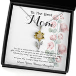 Sunflower Pendant Necklace - To Mom - From Bonus Daughter - Woman Like No Other Mother's Day Necklace