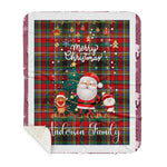 Personalized Gift Tartan Plaid Blanket Clan Anderson Of Arbrake With Funny Santa Snowman Reindeer Merry Christmas Gift Sherpa Blanket, blue plaid sherpa blanket,blue tartan sherpa blanket,Buchan,buffalo plaid sherpa blanket,christmas sherpa blanket,Christmas Throw Blanket
