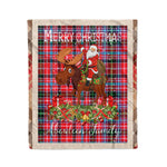 Personalized Gift Plaid Tartan Blanket Clan Aberdeen With Moose Lover Xmas Gift Santa Riding Christmas Fleece Blanket