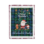 Personalized Gift Tartan Plaid Blanket Clan Blackwatch Ancient With Funny Santa Snowman Reindeer Merry Christmas Fleece Blanket, Home Living Room, Plaid Blanket, Tartan Blanket, Scottish Blanket, Buffalo fleece blanket, Christmas Blanket