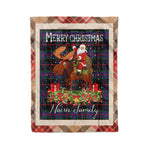 Personalized Gift Plaid Tartan Blanket Clan Nairn With Moose Lover Xmas Gift Santa Riding Christmas Fleece Blanket