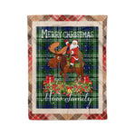 Personalized Gift Plaid Tartan Blanket Clan Mow With Moose Lover Xmas Gift Santa Riding Christmas Fleece Blanket