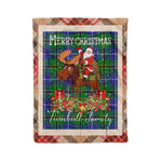 Personalized Gift Plaid Tartan Blanket Clan Turnbull Hunting With Moose Lover Xmas Gift Santa Riding Christmas Fleece Blanket