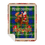 Personalized Gift Plaid Tartan Blanket Clan MaiTland With Moose Lover Xmas Gift Santa Riding Plaid Christmas Sherpa Blanket