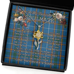 To My Beautiful Soulmate Sunflower Necklace In Your Eyes I Have Found My Home Clan Bairn Tartan Jewelry For Girlfriend, Tartan Sunflower Pendant Necklace, Scottish Tartan Jewelry, valentine necklace, necklace girlfriend, necklace for wife, cute necklaces for girlfriend, jewelry for girlfriend, to my soulmate necklace, to my future wife necklace