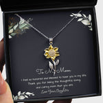 To My Mom Necklace - Mother's Day Gift For Mom From Son, Thank You Mom Sunflower Pendant Necklace