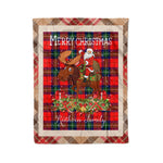 Personalized Gift Plaid Tartan Blanket Clan Ruthven With Moose Lover Xmas Gift Santa Riding Christmas Fleece Blanket