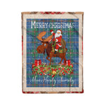 Personalized Gift Plaid Tartan Blanket Clan MacHardy With Moose Lover Xmas Gift Santa Riding Christmas Fleece Blanket