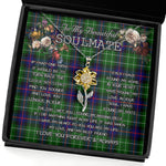 To My Beautiful Soulmate Sunflower Necklace In Your Eyes I Have Found My Home Clan Leslie Tartan Jewelry For Girlfriend, Tartan Sunflower Pendant Necklace, Scottish Tartan Jewelry, valentine necklace, necklace girlfriend, necklace for wife, cute necklaces for girlfriend, jewelry for girlfriend, to my soulmate necklace, to my future wife necklace