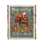 Personalized Gift Plaid Tartan Blanket Clan Balfour With Moose Lover Xmas Gift Santa Riding Christmas Fleece Blanket