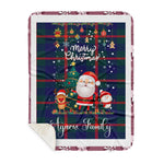 Personalized Gift Tartan Plaid Blanket Clan Agnew With Funny Santa Snowman Reindeer Merry Christmas Gift Sherpa Blanket, blue plaid sherpa blanket,blue tartan sherpa blanket,Buchan,buffalo plaid sherpa blanket,christmas sherpa blanket,Christmas Throw Blanket