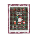 Personalized Gift Tartan Plaid Blanket Clan Scott Brown Ancient With Funny Santa Snowman Reindeer Merry Christmas Fleece Blanket, Home Living Room, Plaid Blanket, Tartan Blanket, Scottish Blanket, Buffalo fleece blanket, Christmas Blanket
