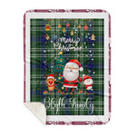 Personalized Gift Tartan Plaid Blanket Clan Blyth Tweeside With Funny Santa Snowman Reindeer Merry Christmas Gift Sherpa Blanket, blue plaid sherpa blanket,blue tartan sherpa blanket,Buchan,buffalo plaid sherpa blanket,christmas sherpa blanket,Christmas Throw Blanket