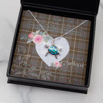 Sea Turtle Necklace Gift for My Beautiful Girlfriend Valentines Necklace Clan MacIntyre Weathered Tartan Blue Turtle Necklace
