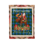 Personalized Gift Plaid Tartan Blanket Clan Fletcher With Moose Lover Xmas Gift Santa Riding Christmas Fleece Blanket