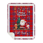 Personalized Gift Tartan Plaid Blanket Clan Rait With Funny Santa Snowman Reindeer Merry Christmas Gift Sherpa Blanket, blue plaid sherpa blanket,blue tartan sherpa blanket,Buchan,buffalo plaid sherpa blanket,christmas sherpa blanket,Christmas Throw Blanket