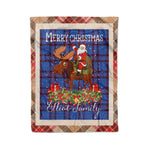 Personalized Gift Plaid Tartan Blanket Clan Elliot With Moose Lover Xmas Gift Santa Riding Christmas Fleece Blanket