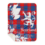 Scotstee Shop - Tartan Blanket Thistle and Lion Scottish Clan Galloway Plaid Blanket - Sherpa Blanket