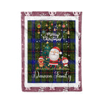 Personalized Gift Tartan Plaid Blanket Clan Dawson With Funny Santa Snowman Reindeer Merry Christmas Fleece Blanket, Home Living Room, Plaid Blanket, Tartan Blanket, Scottish Blanket, Buffalo fleece blanket, Christmas Blanket