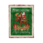 Personalized Gift Plaid Tartan Blanket Clan Mar Tribe With Moose Lover Xmas Gift Santa Riding Christmas Fleece Blanket
