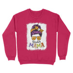 Standard Crew Neck Sweatshirt - Spooky Mama Halloween Messy Bun Hair Skull Spooky Mom Funny - Scotstee Shop