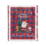 Personalized Gift Tartan Plaid Blanket Clan McKerrell Red With Funny Santa Snowman Reindeer Merry Christmas Fleece Blanket, Home Living Room, Plaid Blanket, Tartan Blanket, Scottish Blanket, Buffalo fleece blanket, Christmas Blanket