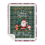 Personalized Gift Tartan Plaid Blanket Clan Scott Green Ancient With Funny Santa Snowman Reindeer Merry Christmas Gift Sherpa Blanket, blue plaid sherpa blanket,blue tartan sherpa blanket,Buchan,buffalo plaid sherpa blanket,christmas sherpa blanket,Christmas Throw Blanket