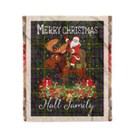 Personalized Gift Plaid Tartan Blanket Clan Hall With Moose Lover Xmas Gift Santa Riding Christmas Fleece Blanket