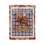 Personalized Gift Plaid Tartan Blanket Clan Livingstone Dress With Moose Lover Xmas Gift Santa Riding Christmas Fleece Blanket