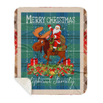 Personalized Gift Plaid Tartan Blanket Clan Oliphant Ancient With Moose Lover Xmas Gift Santa Riding Buffalo Plaid Christmas Sherpa Blanket